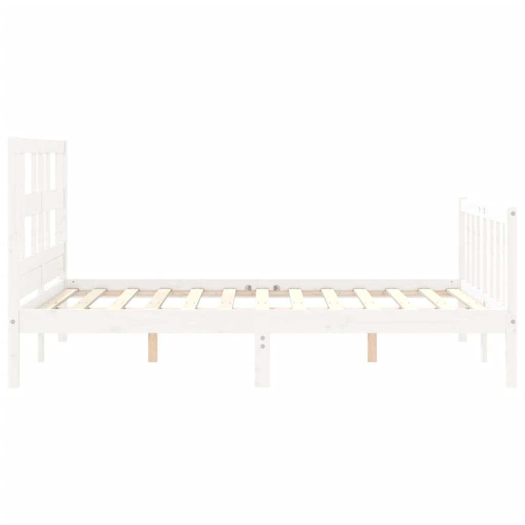 Bed frame without white mattress 140x190 cm solid pine wood