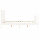 Bed frame without white mattress 140x190 cm solid pine wood