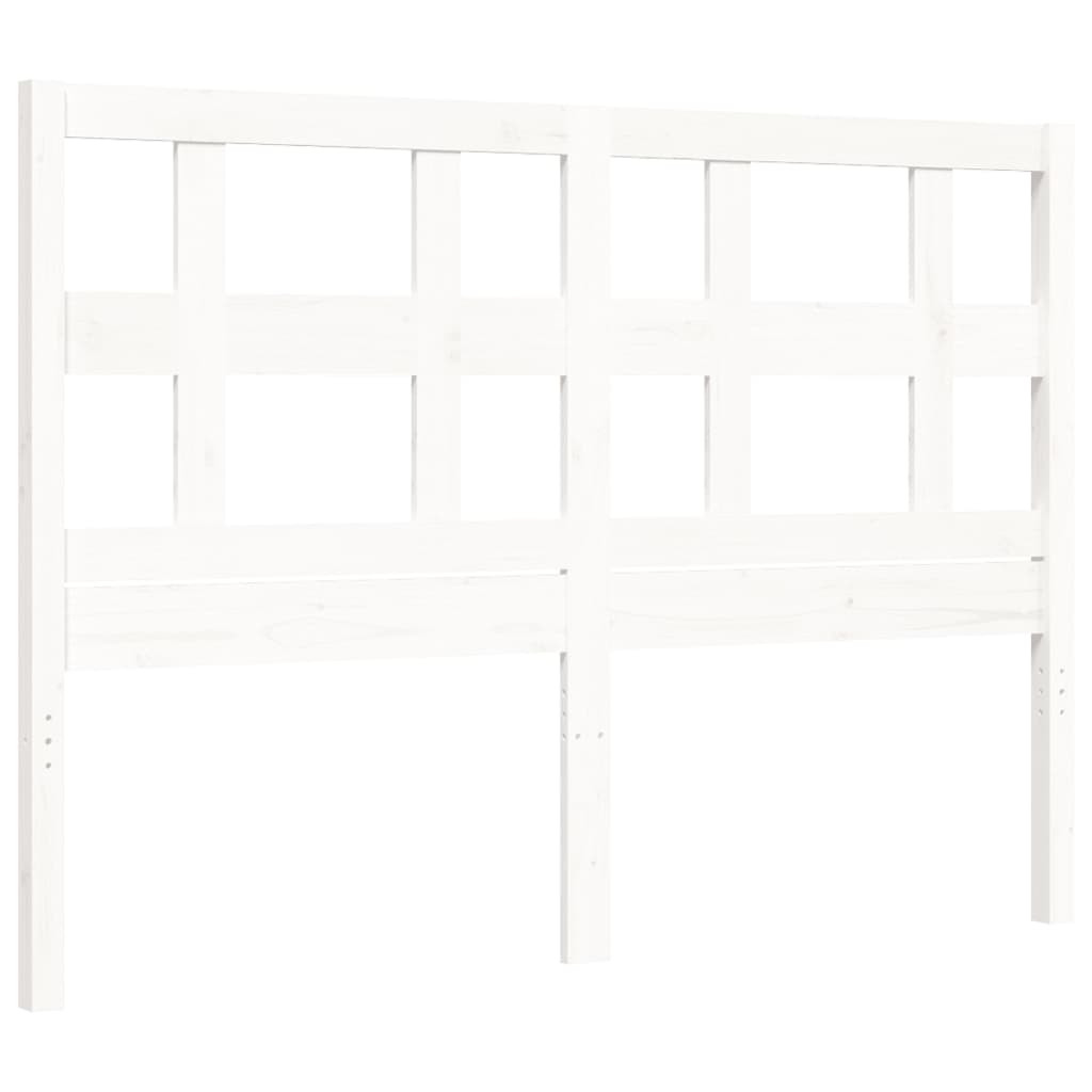 Bed frame without white mattress 140x190 cm solid pine wood