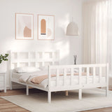 Bed frame without white mattress 140x190 cm solid pine wood