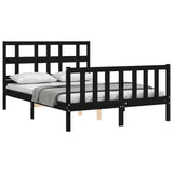 Cadre de lit sans matelas noir 140x190 cm bois de pin massif