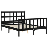 Cadre de lit sans matelas noir 140x190 cm bois de pin massif