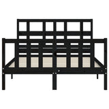 Cadre de lit sans matelas noir 140x190 cm bois de pin massif