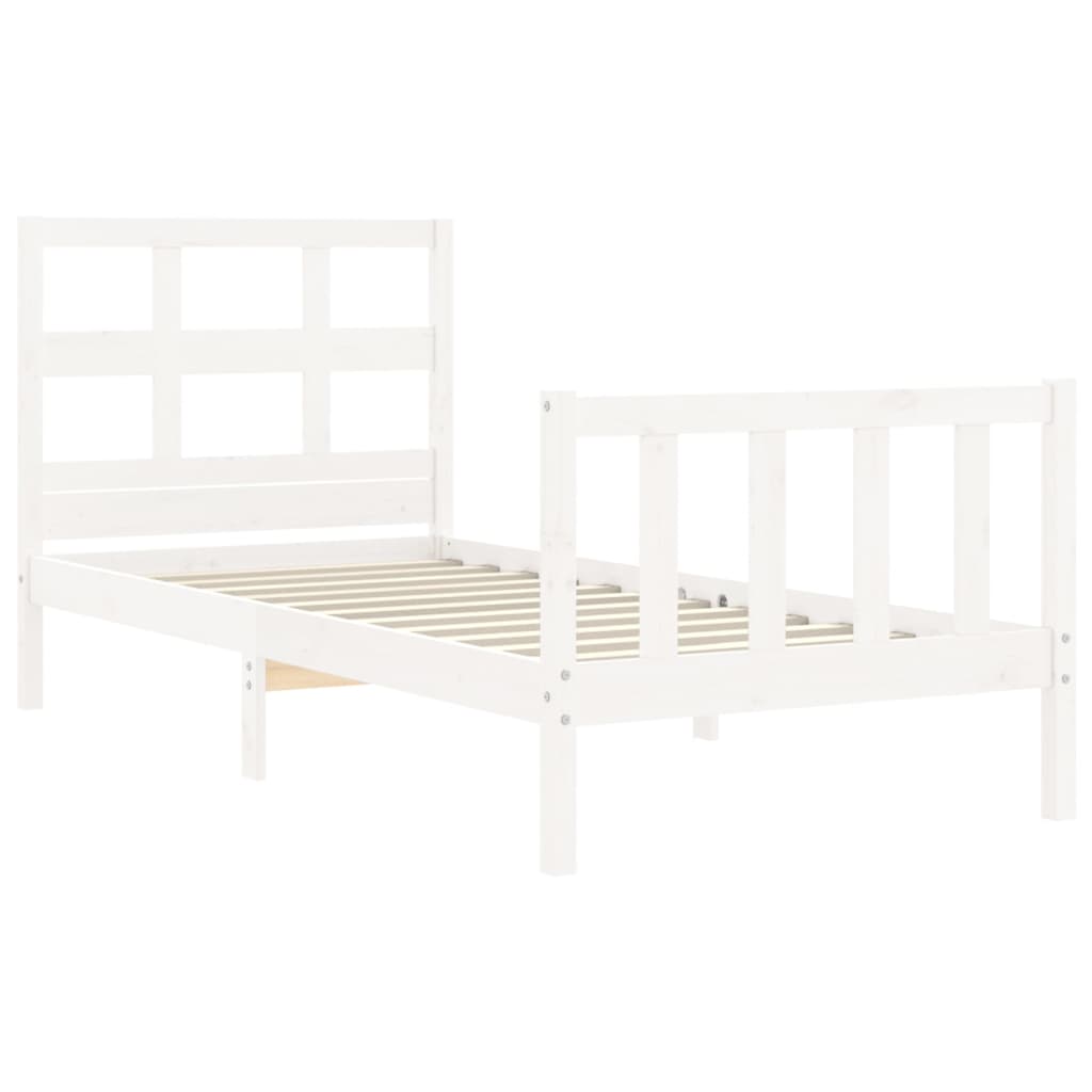 Cadre de lit sans matelas blanc 90x200 cm bois de pin massif