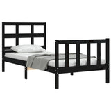 Cadre de lit sans matelas noir 90x200 cm bois de pin massif