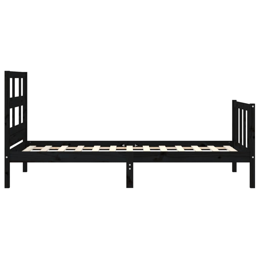 Cadre de lit sans matelas noir 90x200 cm bois de pin massif