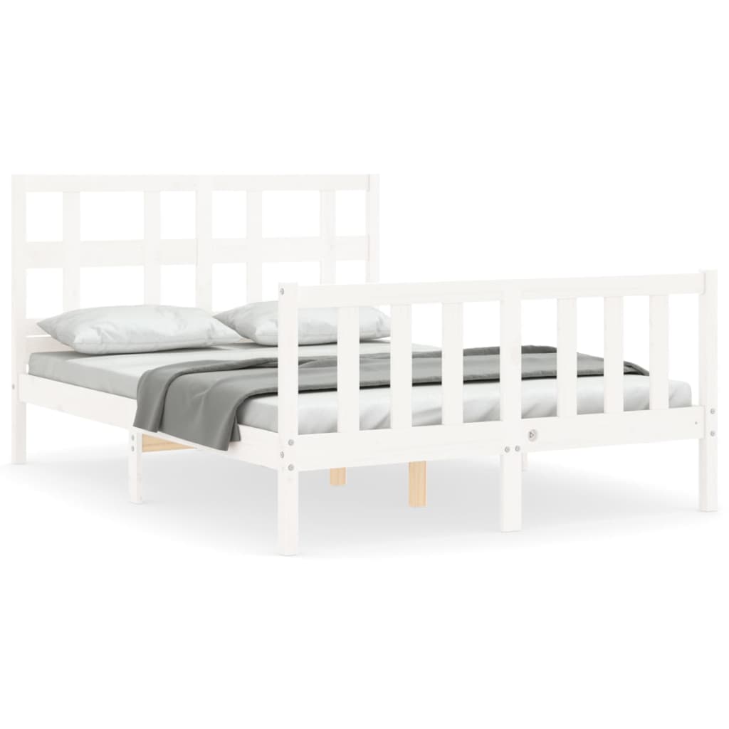 Cadre de lit sans matelas blanc 120x200 cm bois de pin massif