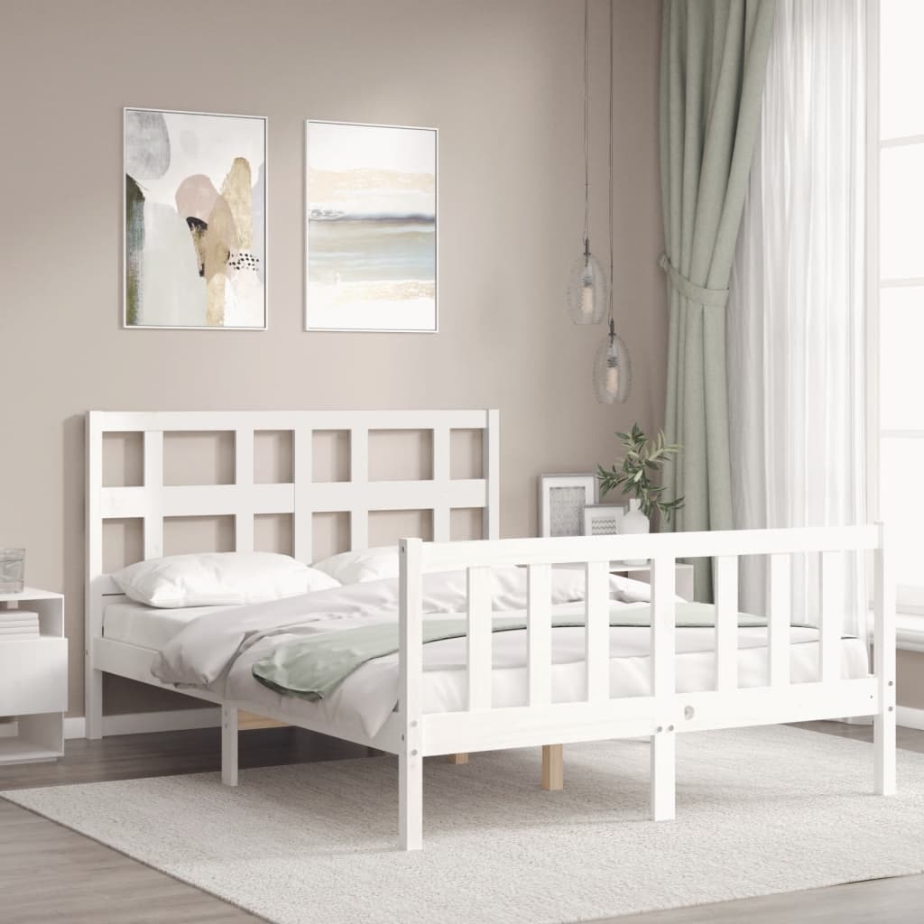 Cadre de lit sans matelas blanc 120x200 cm bois de pin massif