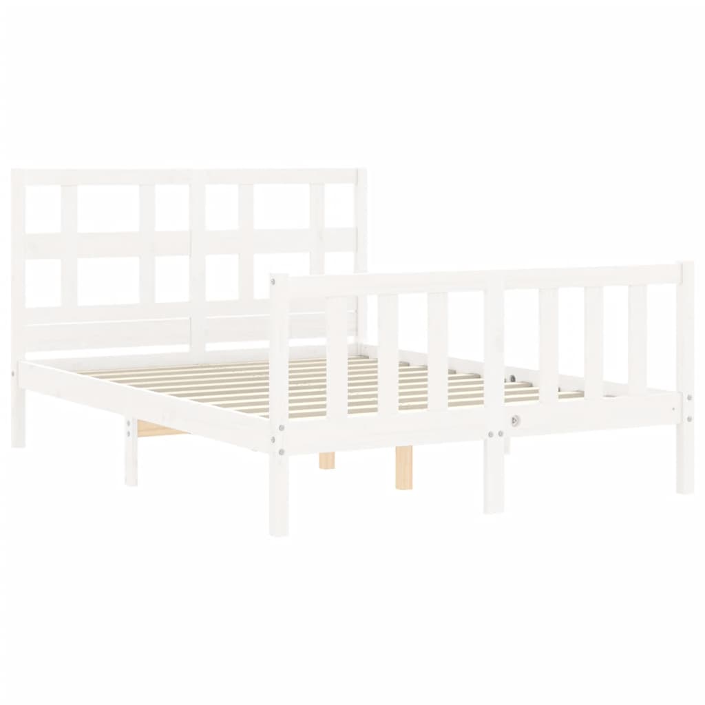 Cadre de lit sans matelas blanc 120x200 cm bois de pin massif