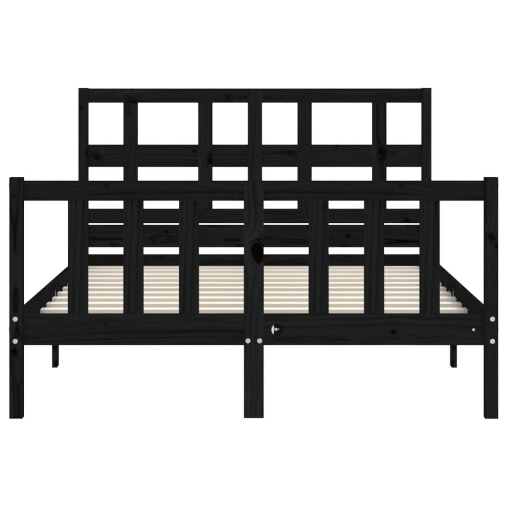 Cadre de lit sans matelas noir 120x200 cm bois de pin massif