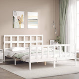 Cadre de lit sans matelas blanc bois de pin massif