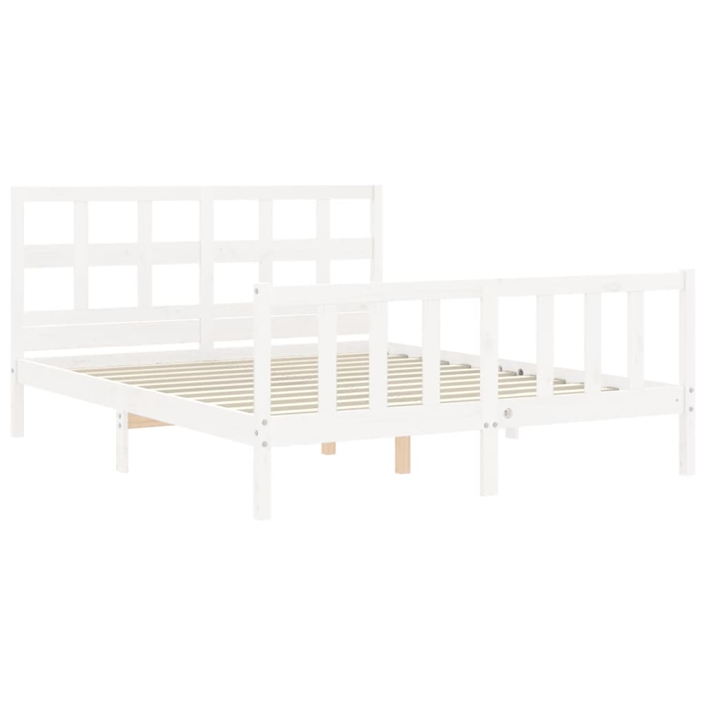 Cadre de lit sans matelas blanc bois de pin massif