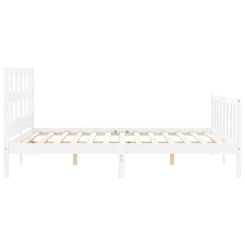 Cadre de lit sans matelas blanc bois de pin massif