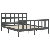 Cadre de lit sans matelas gris bois de pin massif