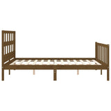 Cadre de lit sans matelas marron miel bois massif