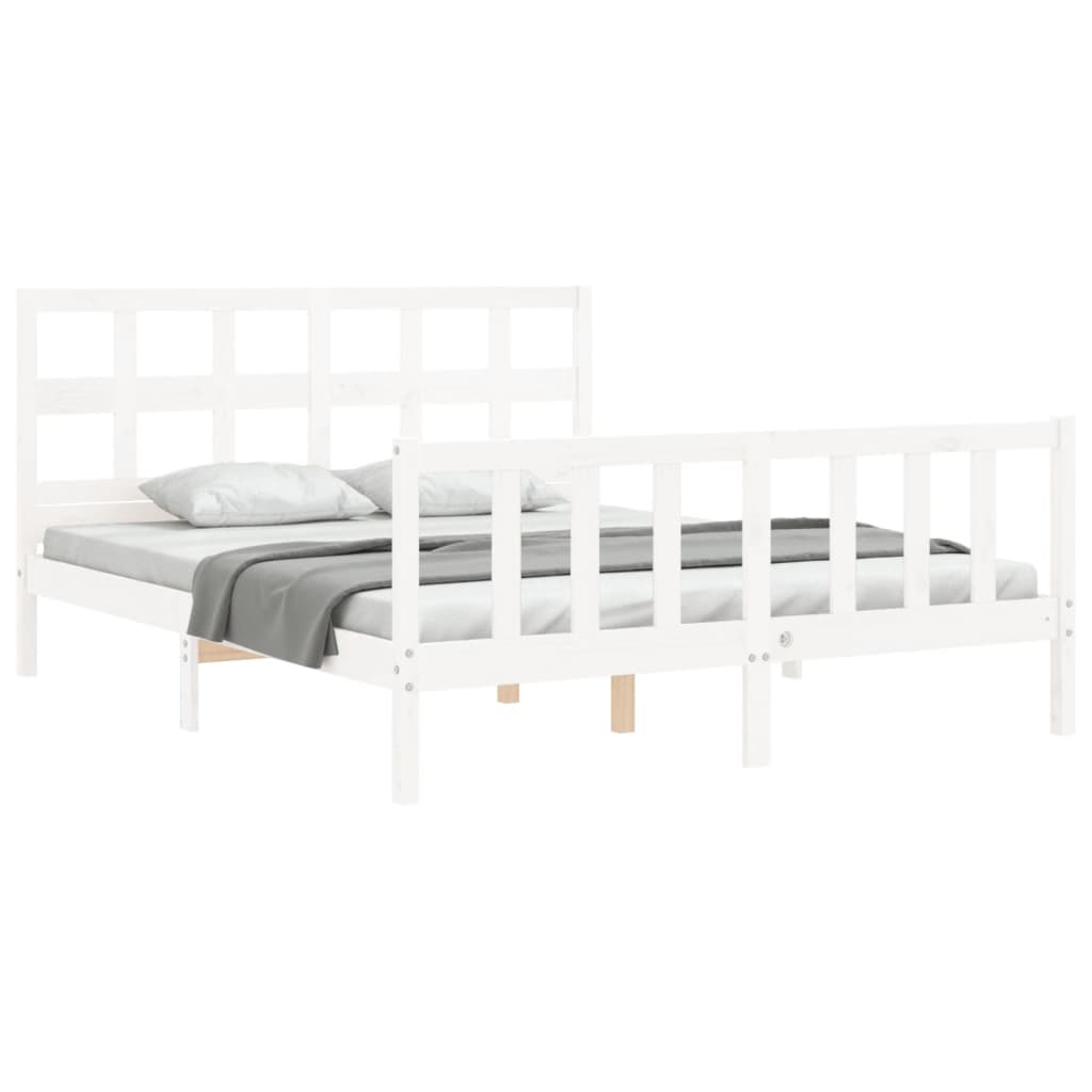 Cadre de lit sans matelas blanc 160x200 cm bois de pin massif