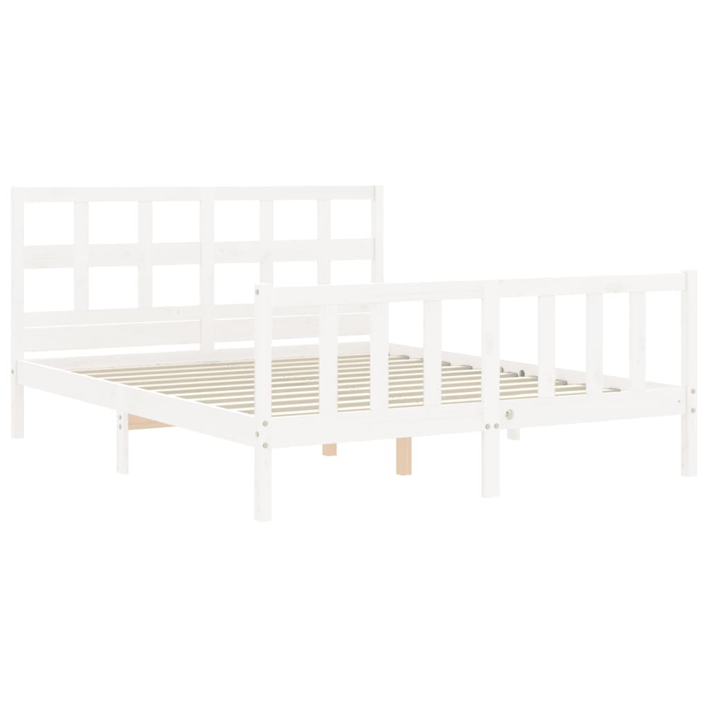 Cadre de lit sans matelas blanc 160x200 cm bois de pin massif