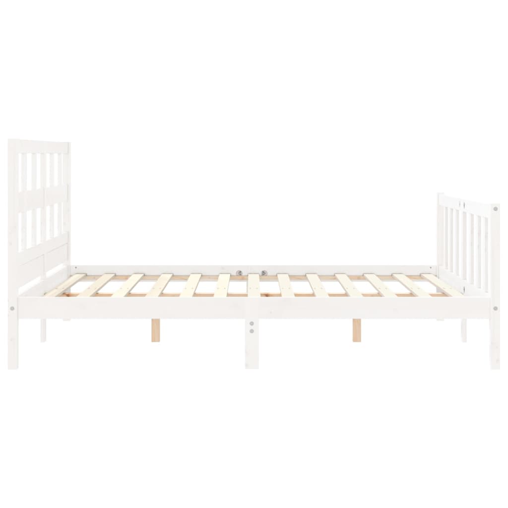 Cadre de lit sans matelas blanc 160x200 cm bois de pin massif