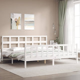 Cadre de lit sans matelas blanc bois massif de pin