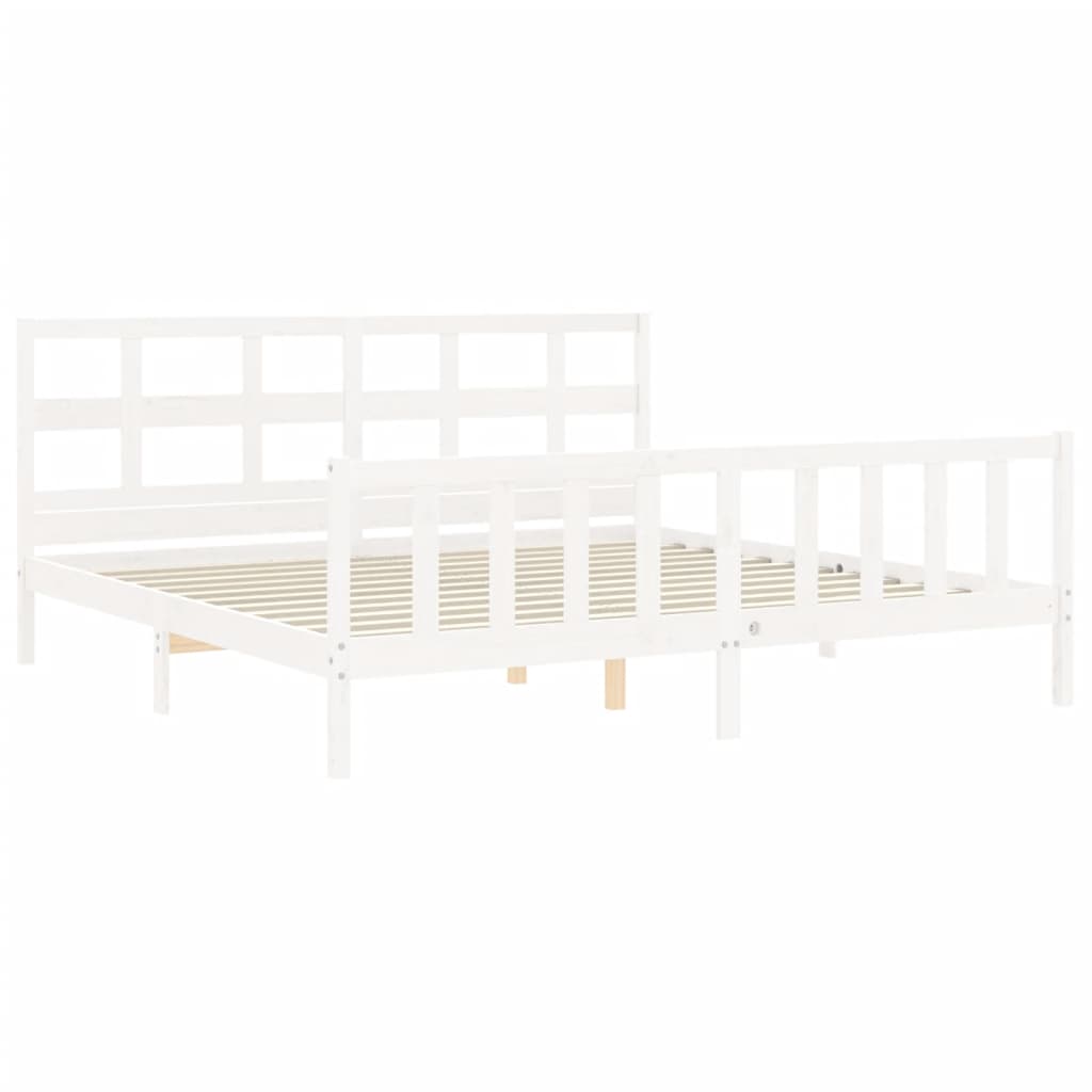 Cadre de lit sans matelas blanc bois massif de pin