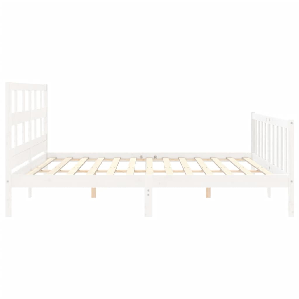 Cadre de lit sans matelas blanc bois massif de pin