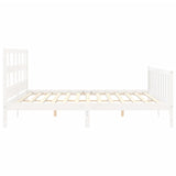 Cadre de lit sans matelas blanc bois massif de pin