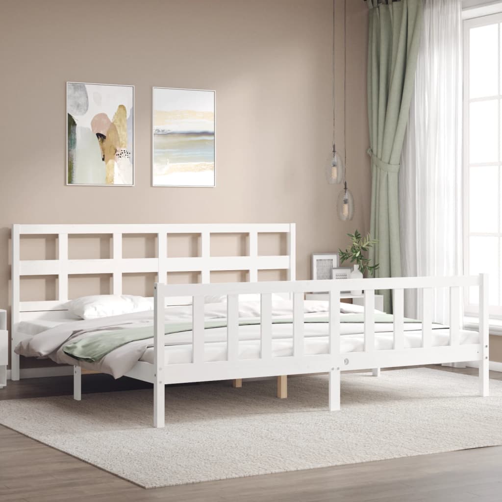 Cadre de lit sans matelas blanc 200x200 cm bois massif de pin