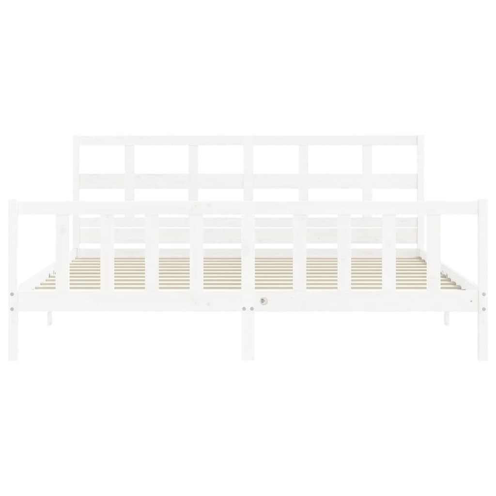 Cadre de lit sans matelas blanc 200x200 cm bois massif de pin