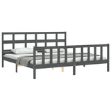 Cadre de lit sans matelas gris 200x200 cm bois massif de pin