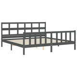 Cadre de lit sans matelas gris 200x200 cm bois massif de pin