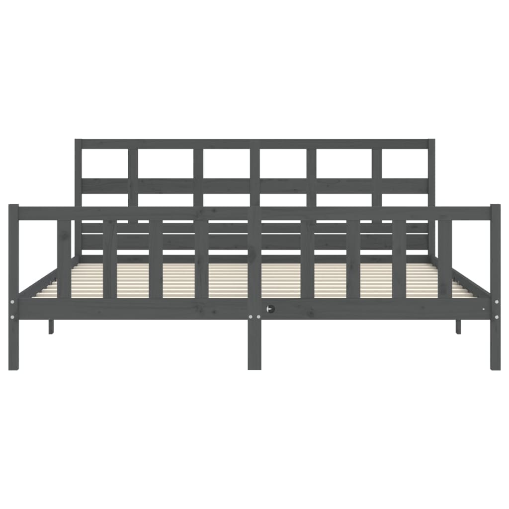 Cadre de lit sans matelas gris 200x200 cm bois massif de pin