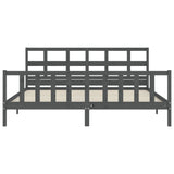 Cadre de lit sans matelas gris 200x200 cm bois massif de pin