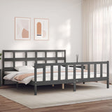 Cadre de lit sans matelas gris 200x200 cm bois massif de pin