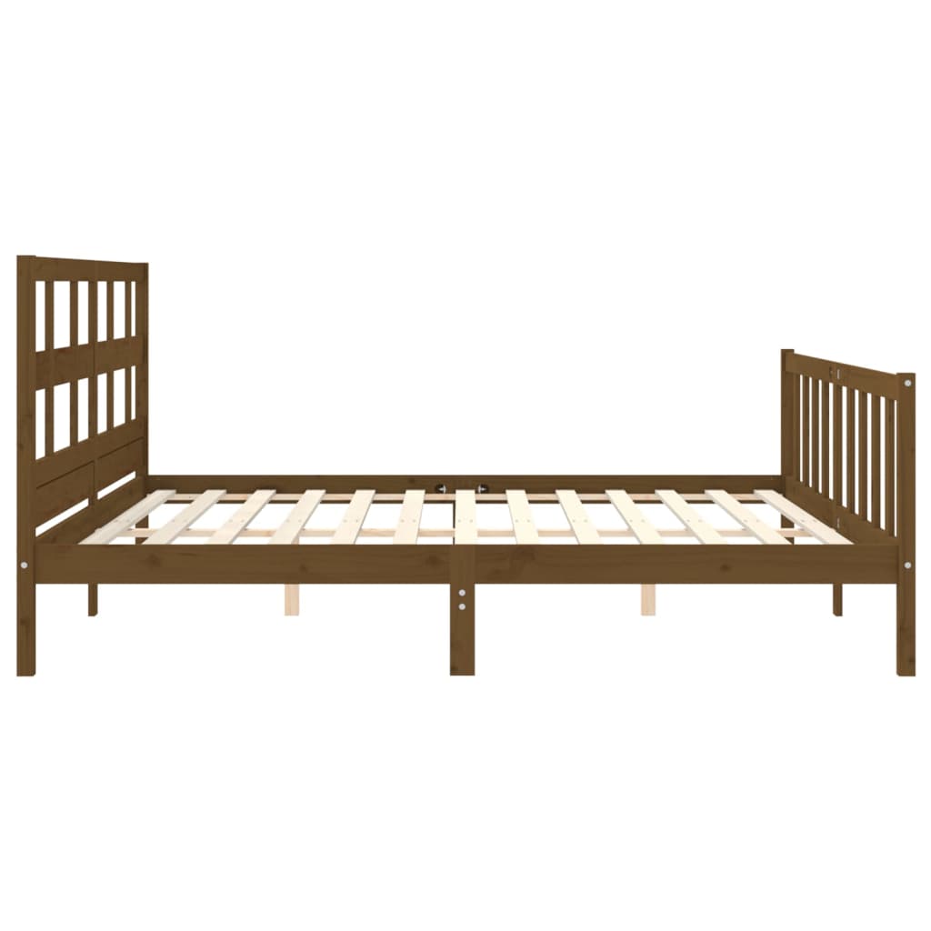 Cadre de lit sans matelas marron miel 200x200cm bois pin massif