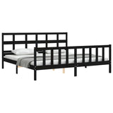 Cadre de lit sans matelas noir 200x200 cm bois massif de pin