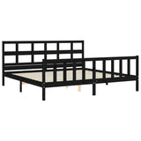 Cadre de lit sans matelas noir 200x200 cm bois massif de pin