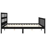 Cadre de lit sans matelas noir 200x200 cm bois massif de pin