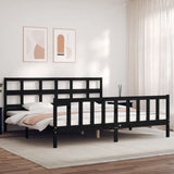 Cadre de lit sans matelas noir 200x200 cm bois massif de pin