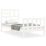 Cadre de lit sans matelas blanc bois de pin massif