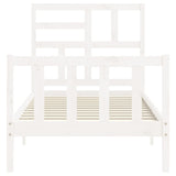 Cadre de lit sans matelas blanc bois de pin massif