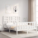 Cadre de lit sans matelas blanc bois de pin massif