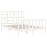 Cadre de lit sans matelas blanc bois de pin massif