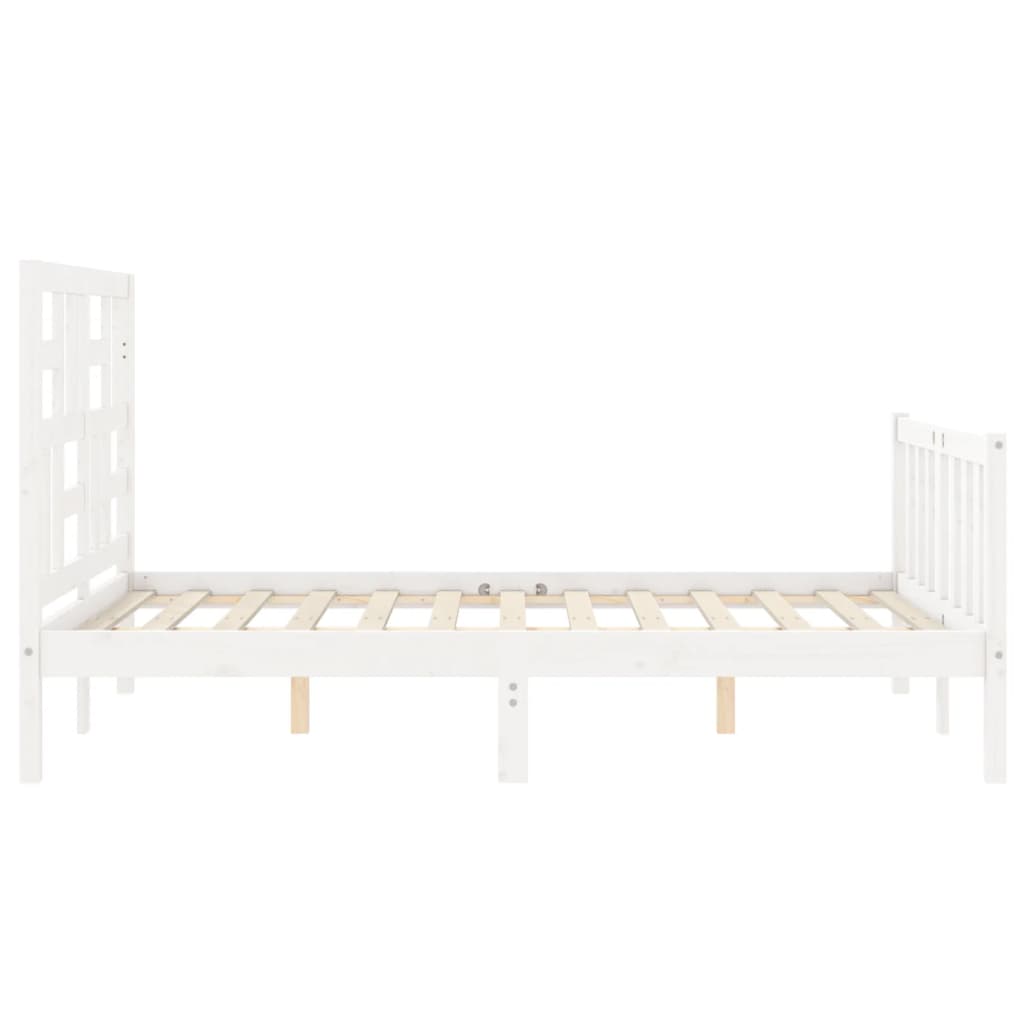 Cadre de lit sans matelas blanc bois de pin massif