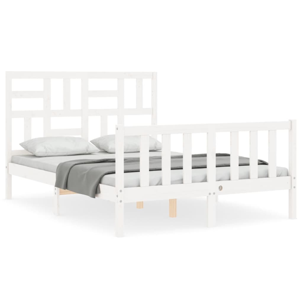 Cadre de lit sans matelas blanc bois de pin massif