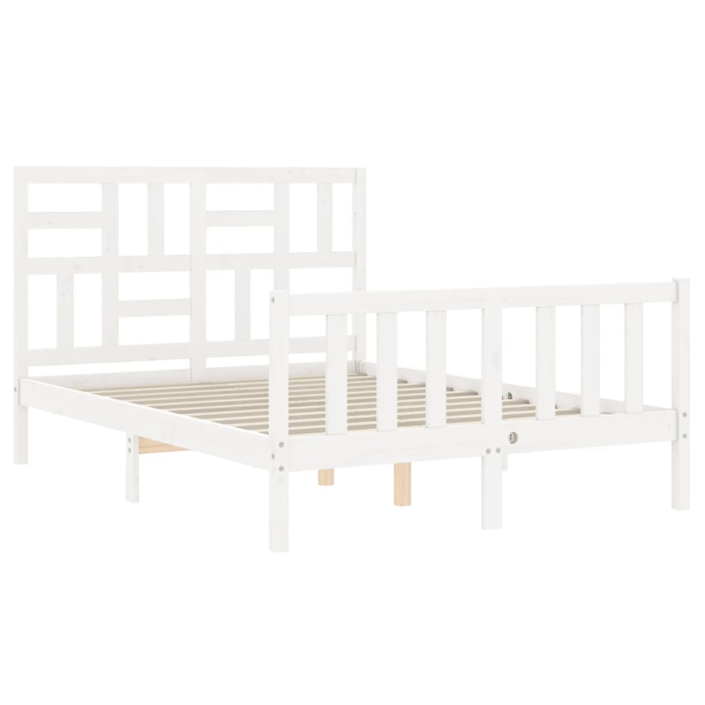 Cadre de lit sans matelas blanc bois de pin massif