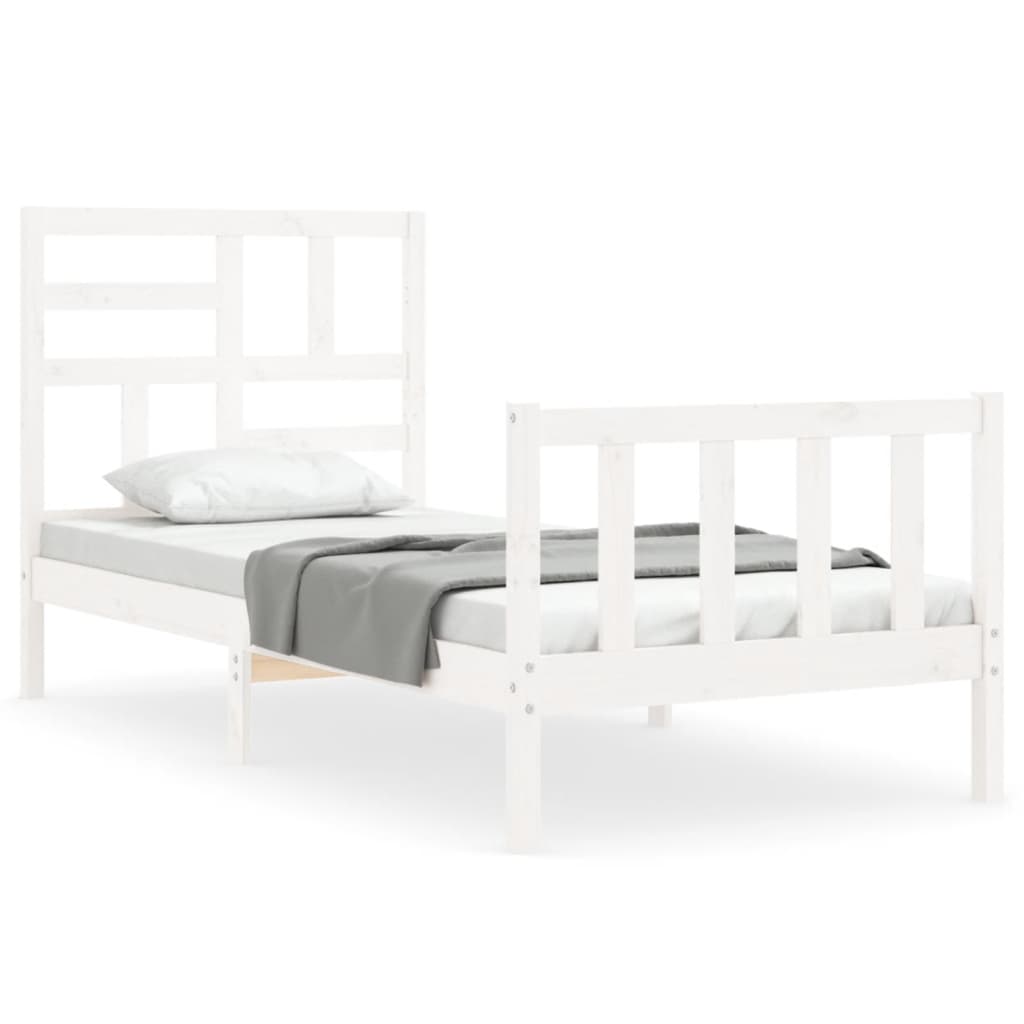 Cadre de lit sans matelas blanc 90x200 cm bois de pin massif