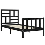 Cadre de lit sans matelas noir 90x200 cm bois de pin massif