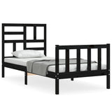 Cadre de lit sans matelas noir 100x200 cm bois massif de pin