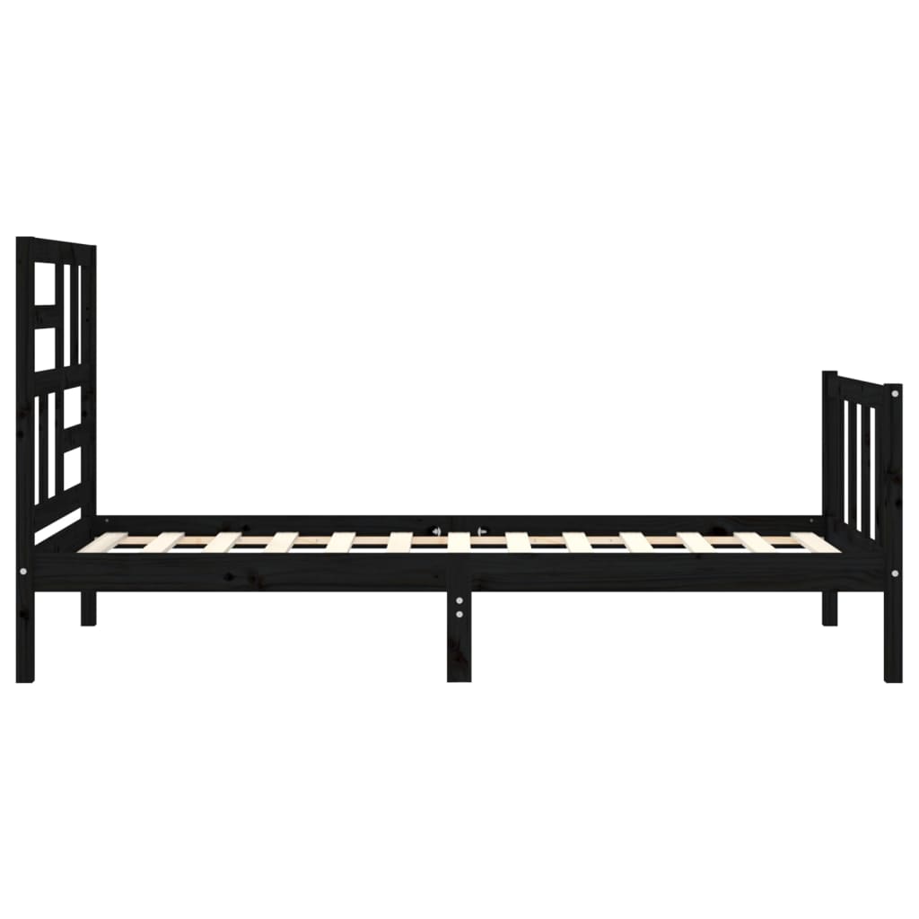 Cadre de lit sans matelas noir 100x200 cm bois massif de pin