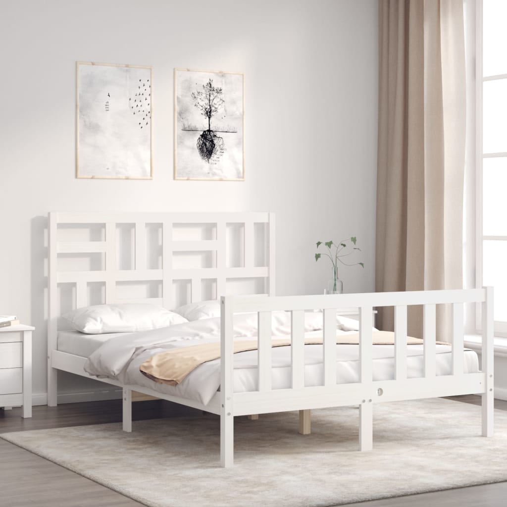 Cadre de lit sans matelas blanc 120x200 cm bois de pin massif